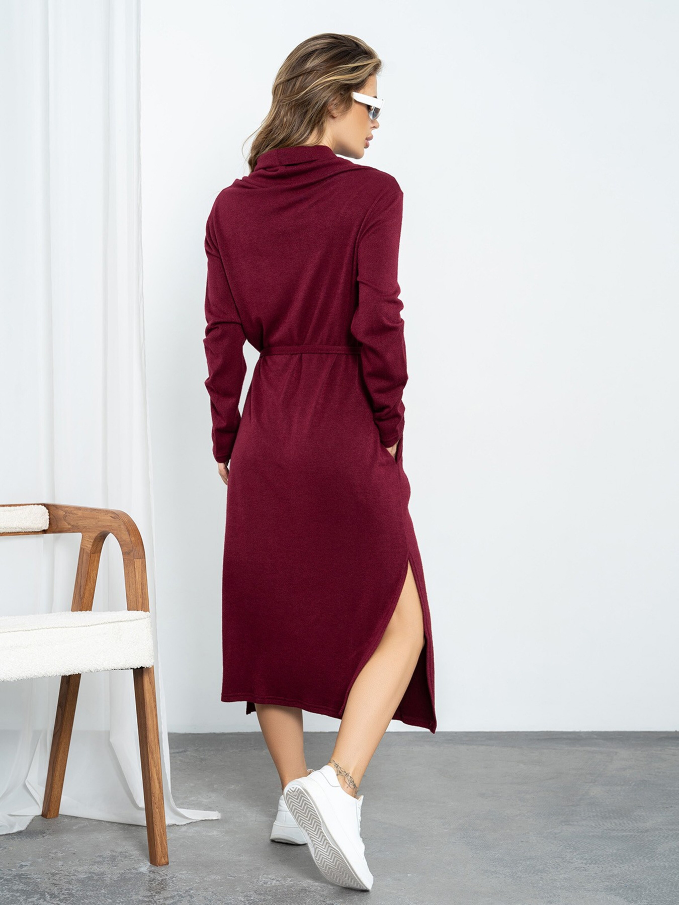 Сукня міді ISSA Plus модель 13552_burgundy Фото