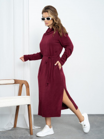 Сукня міді ISSA Plus модель 13552_burgundy Фото