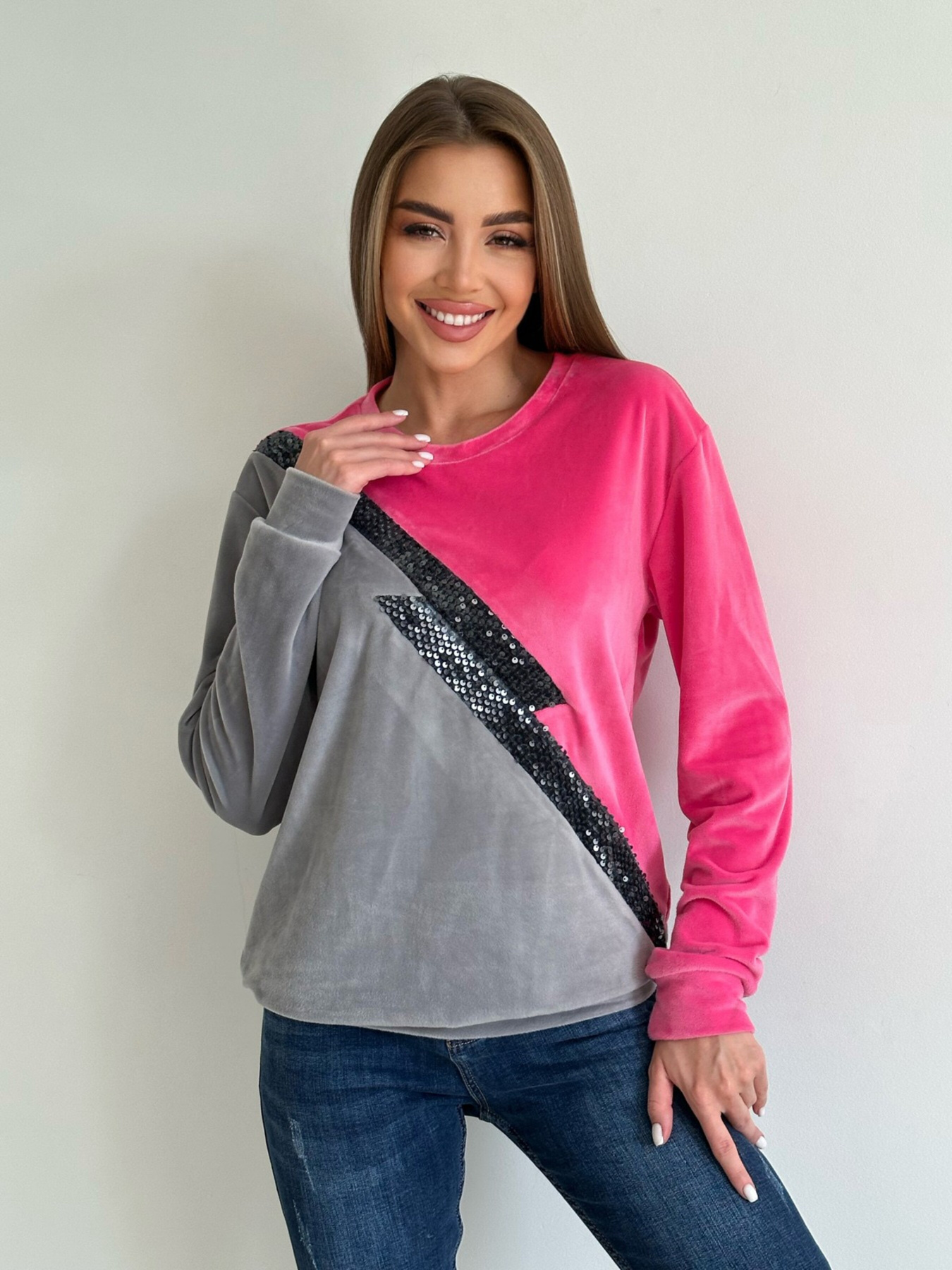 Світшот ISSA Plus модель 13665_grayraspberry Фото