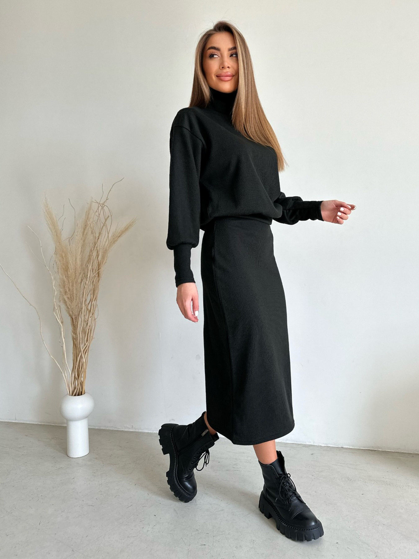 Повседневный костюм ISSA Plus модель 14199_black Фото