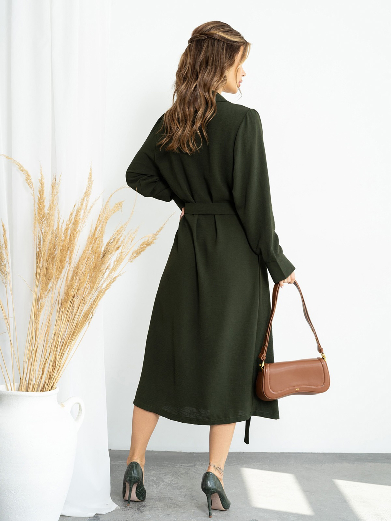 Платье миди ISSA Plus модель 14210_khaki Фото