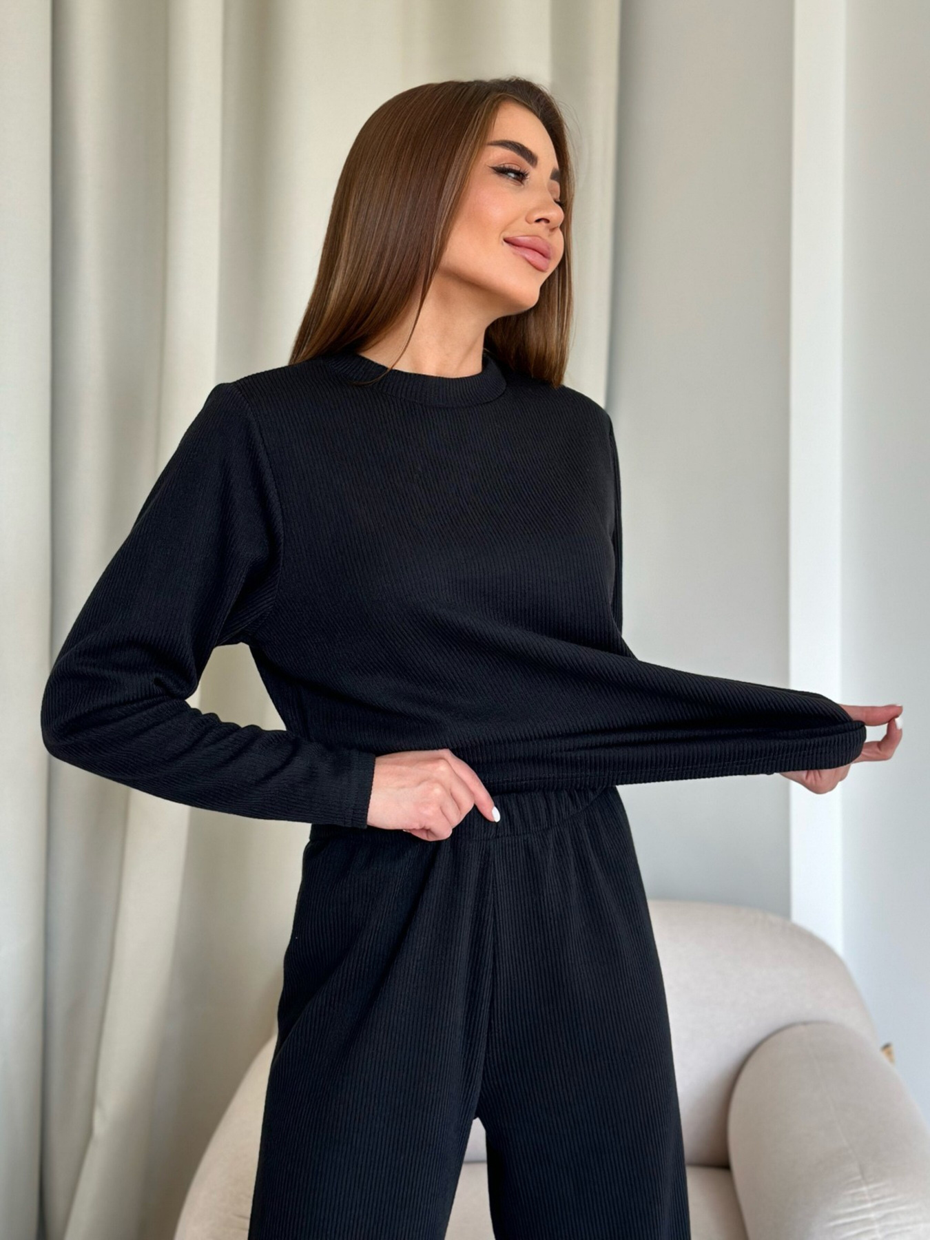 Повседневный костюм ISSA Plus модель 12531A_black Фото