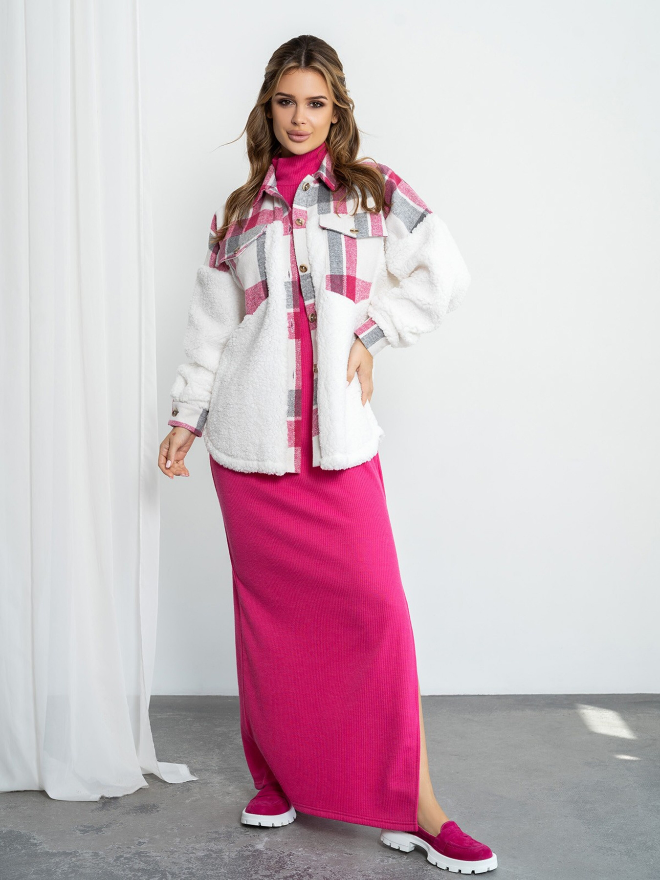 Куртка-сорочка ISSA Plus модель SA-493_pink Куртка-сорочка ISSA Plus модель SA-493_pink Фото