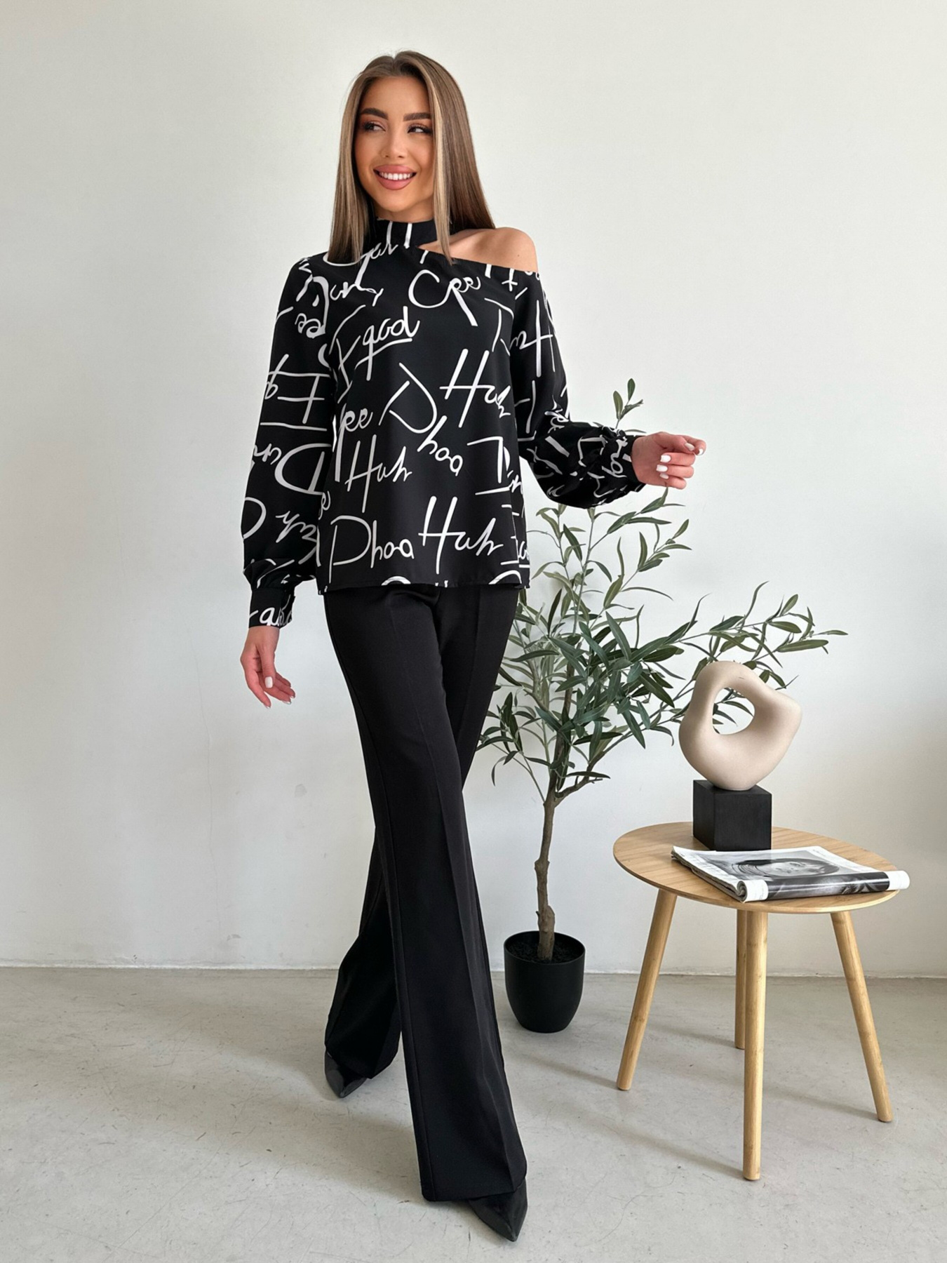 Блуза ISSA Plus модель SA-494_black Фото