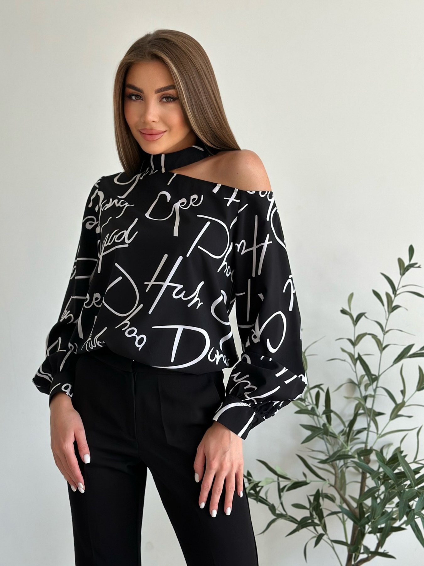 Блуза ISSA Plus модель SA-494_black Фото