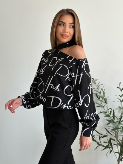 Блуза ISSA Plus модель SA-494_black — фото - INTERTOP