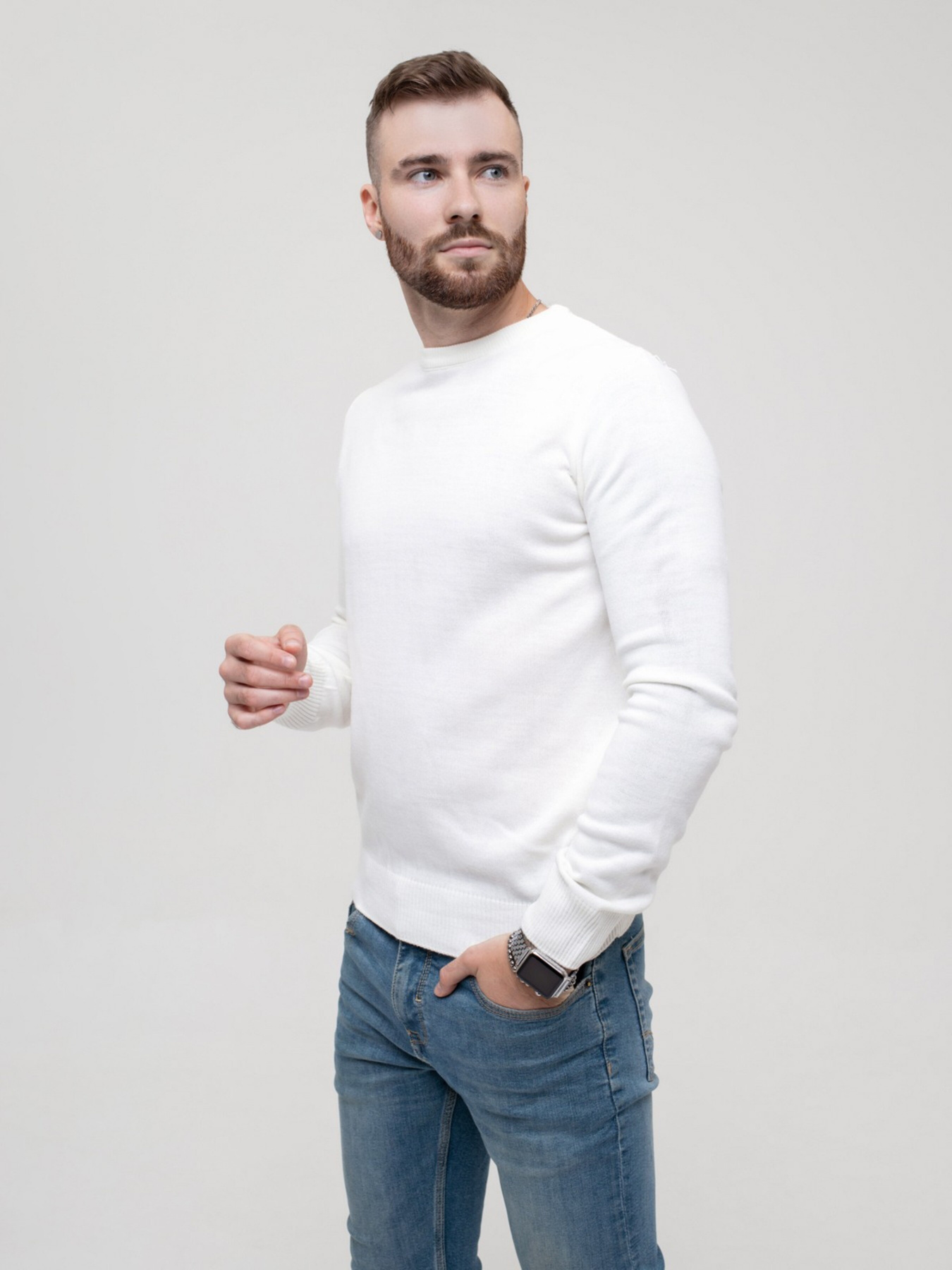 Джемпер ISSA Plus модель GN4-151_milky Фото