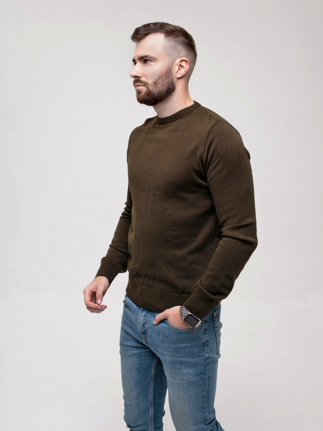 Джемпер ISSA Plus модель GN4-151_khaki Фото