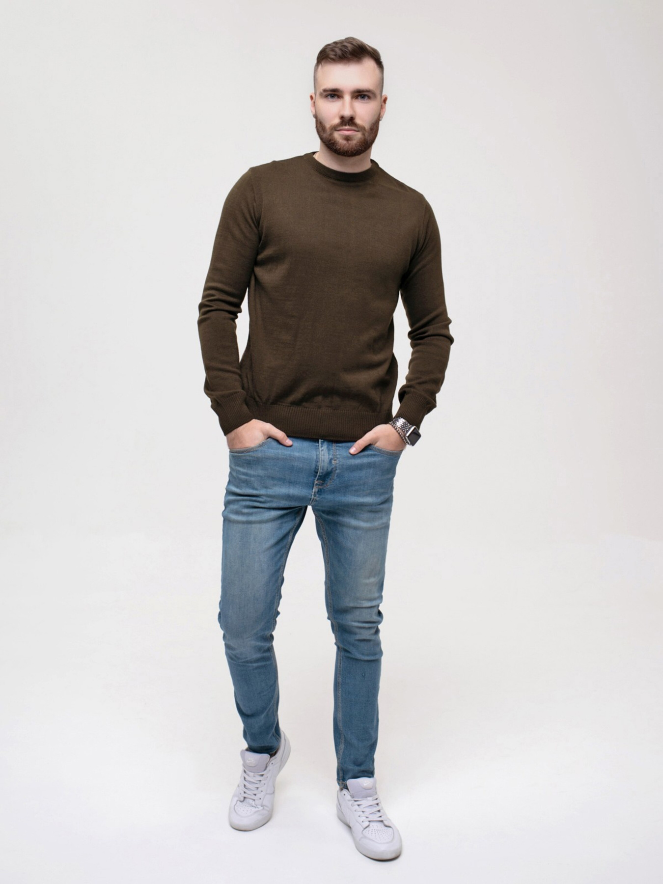 Джемпер ISSA Plus модель GN4-151_khaki Фото