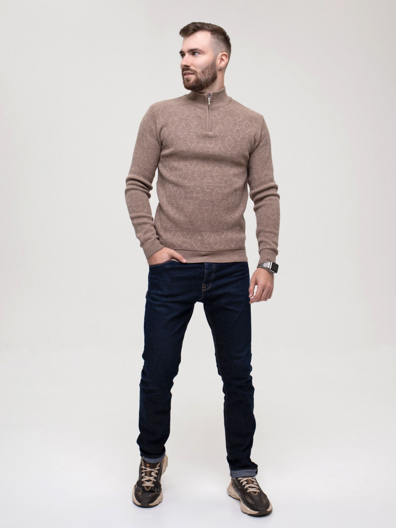 Свитер ISSA Plus модель GN4-152_beige Фото