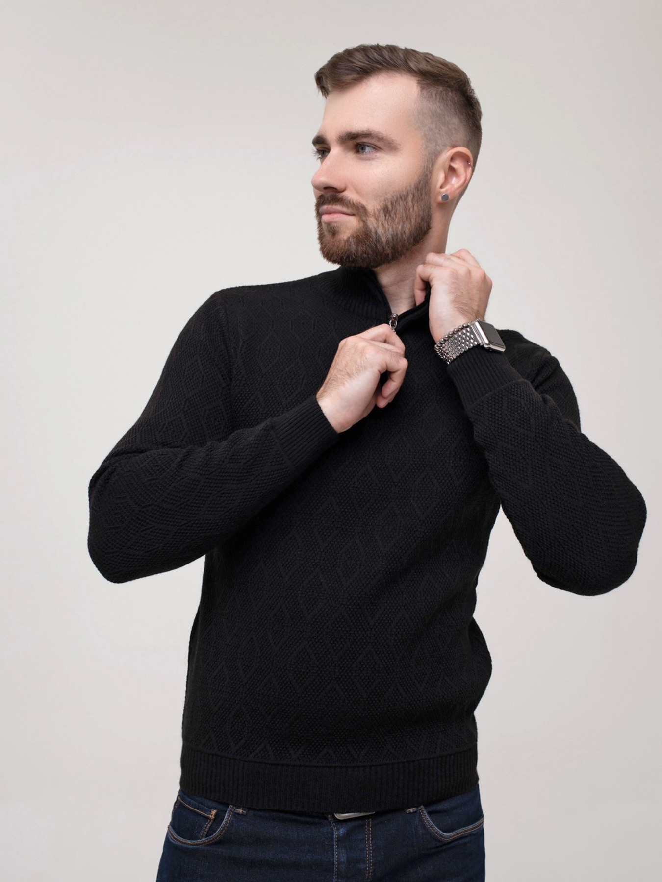 Свитер ISSA Plus модель GN4-152_black Фото