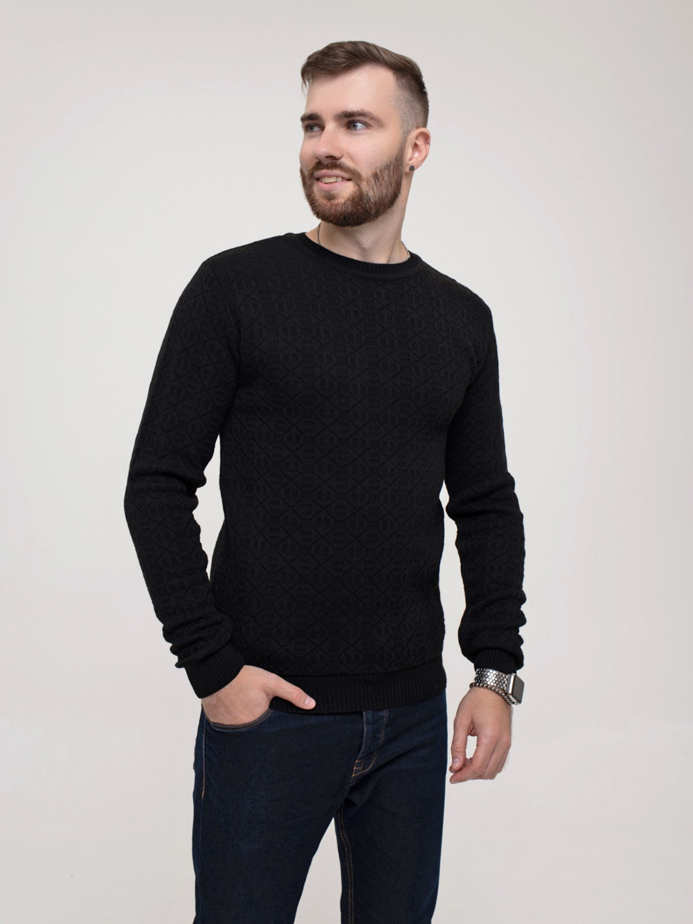 Джемпер ISSA Plus модель GN4-155_black Джемпер ISSA Plus модель GN4-155_black Фото