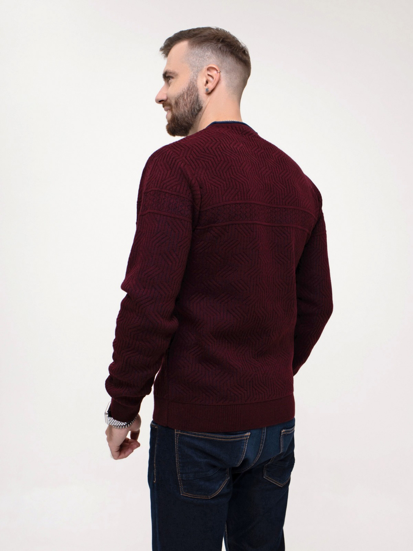 Джемпер ISSA Plus модель GN4-156_burgundy Фото