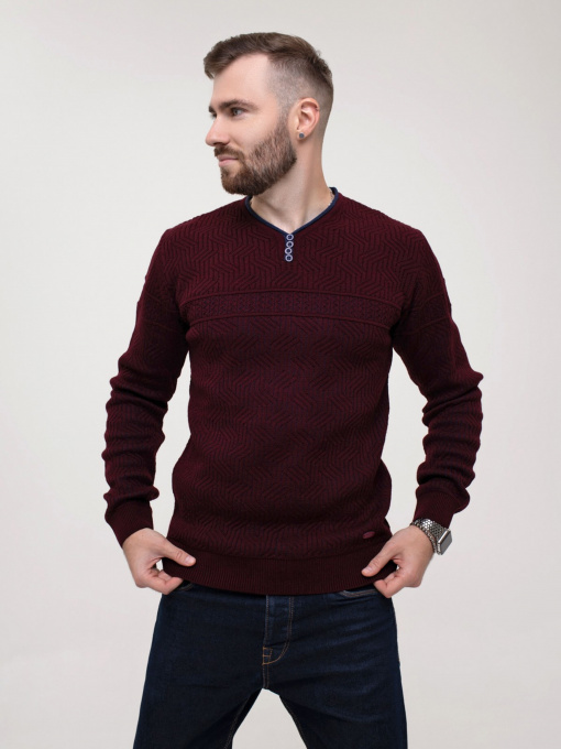 Джемпер ISSA Plus модель GN4-156_burgundy Фото