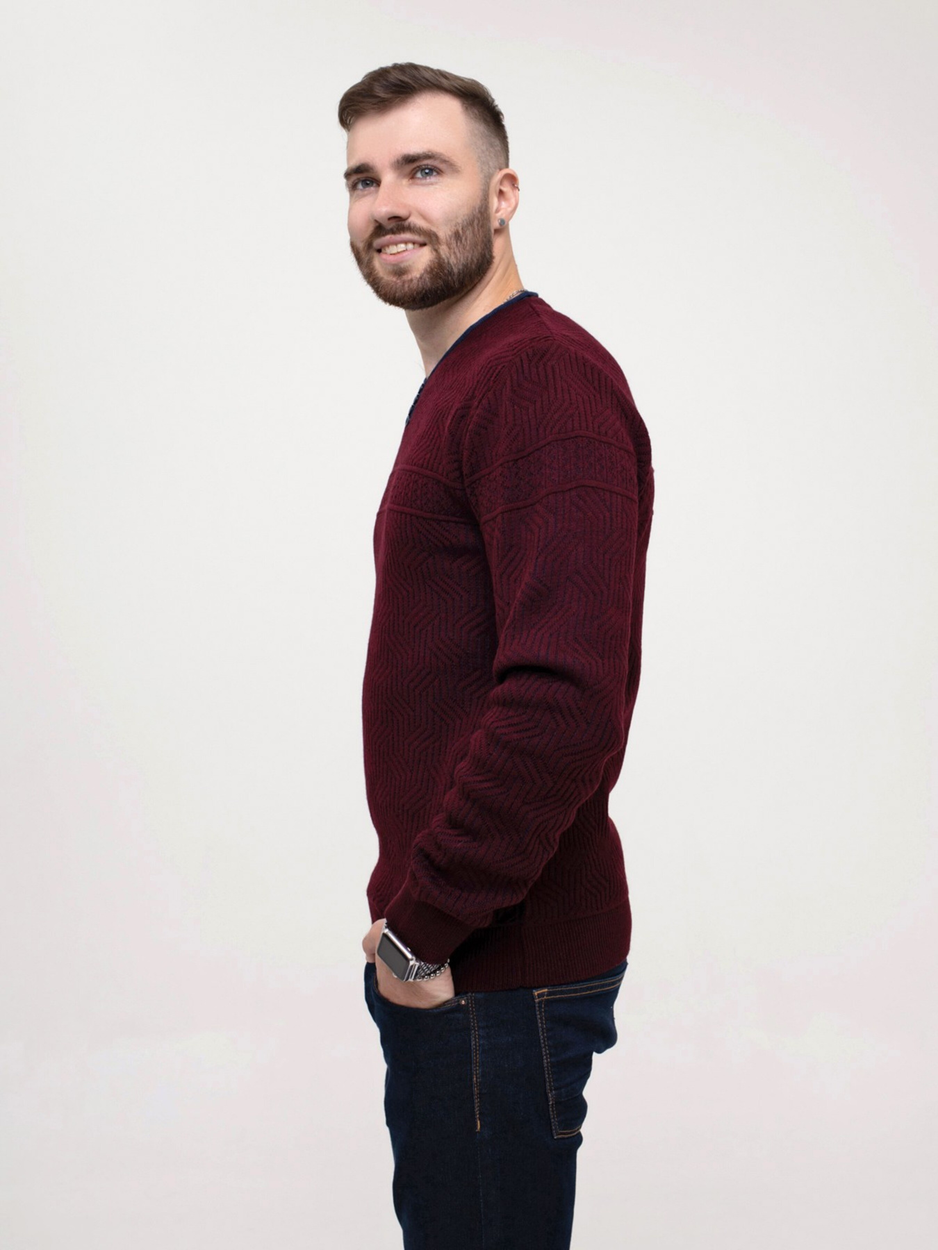 Джемпер ISSA Plus модель GN4-156_burgundy Фото