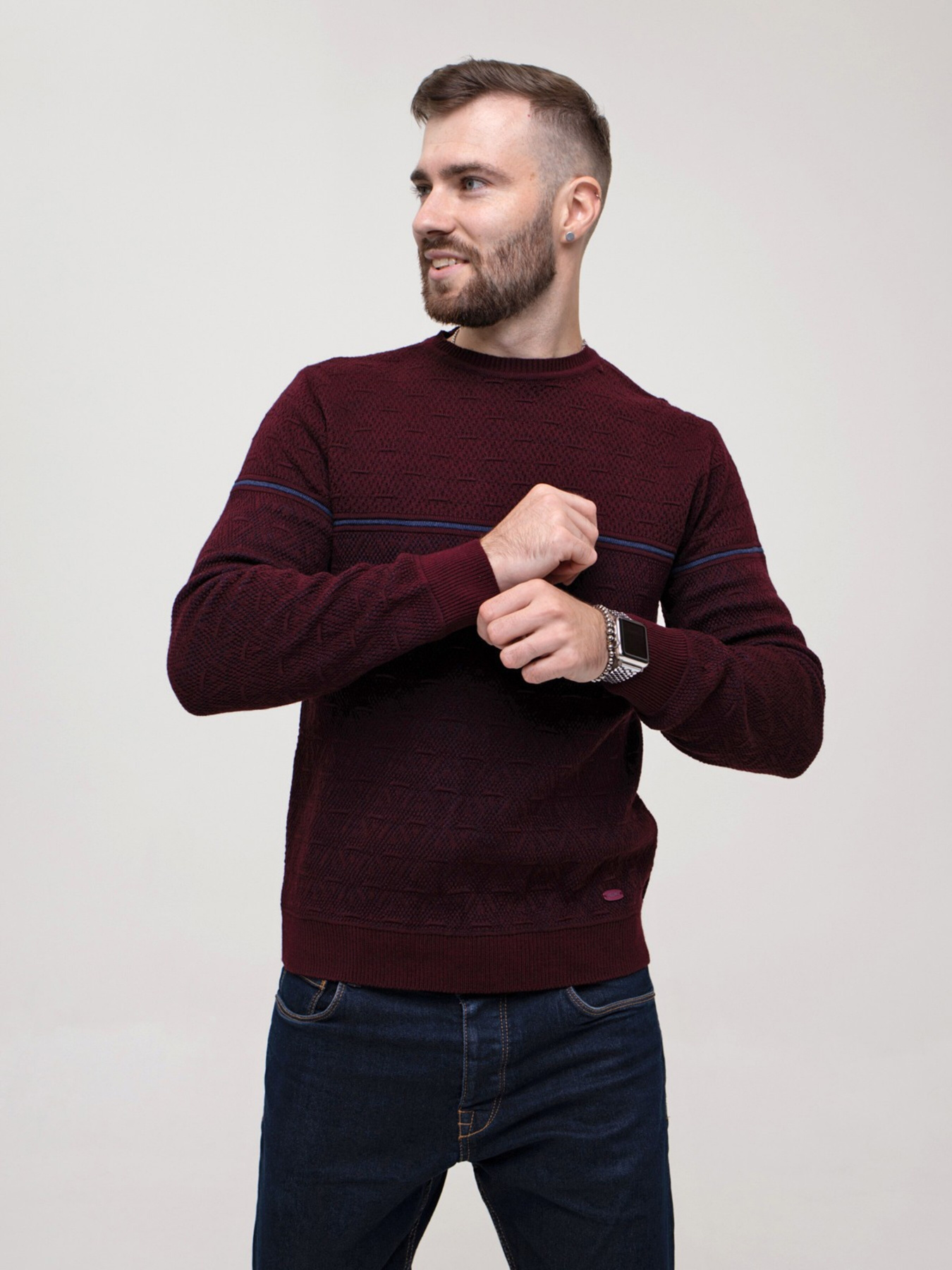 Джемпер ISSA Plus модель GN4-157_burgundy Фото