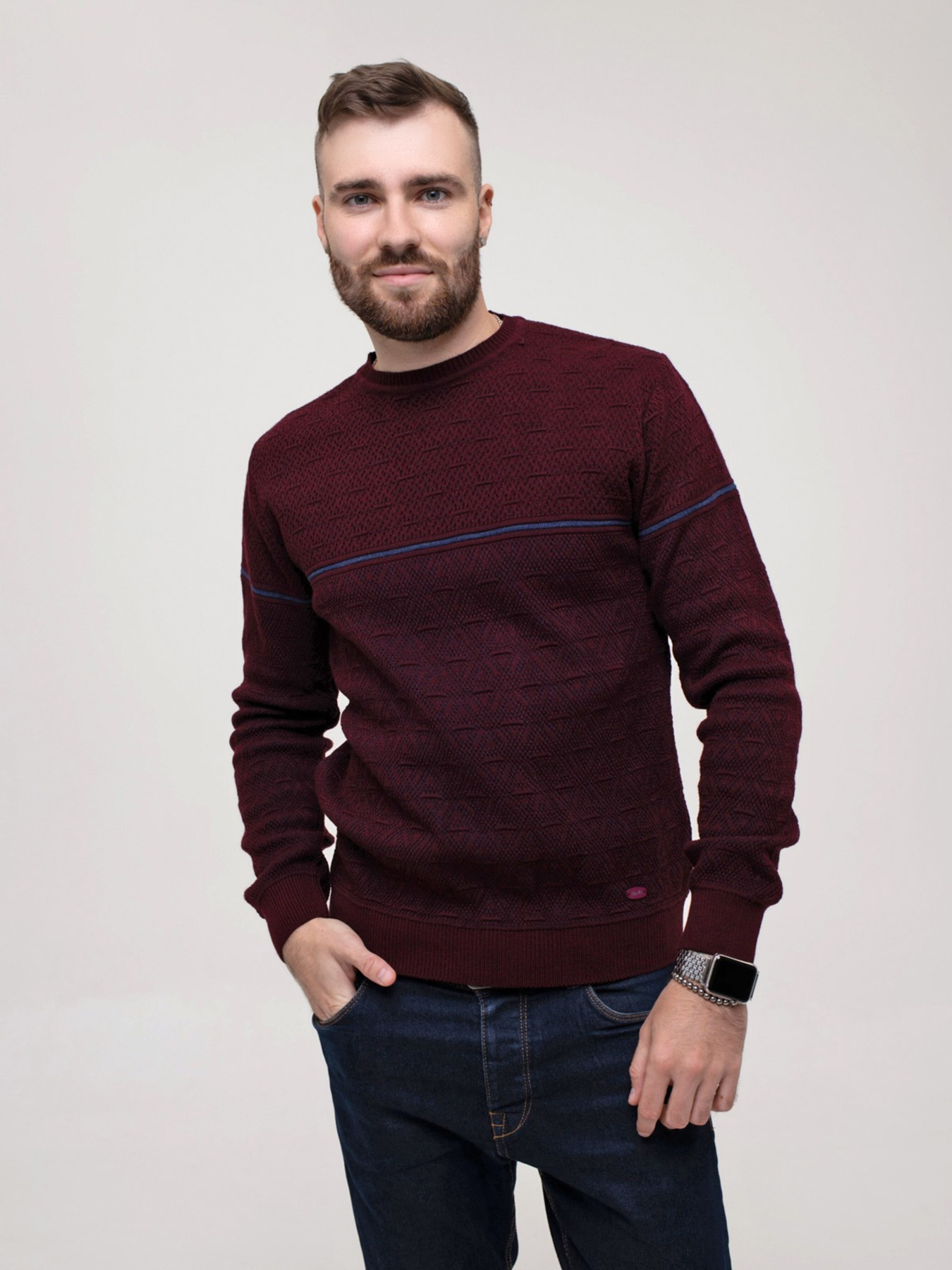 Джемпер ISSA Plus модель GN4-157_burgundy Фото