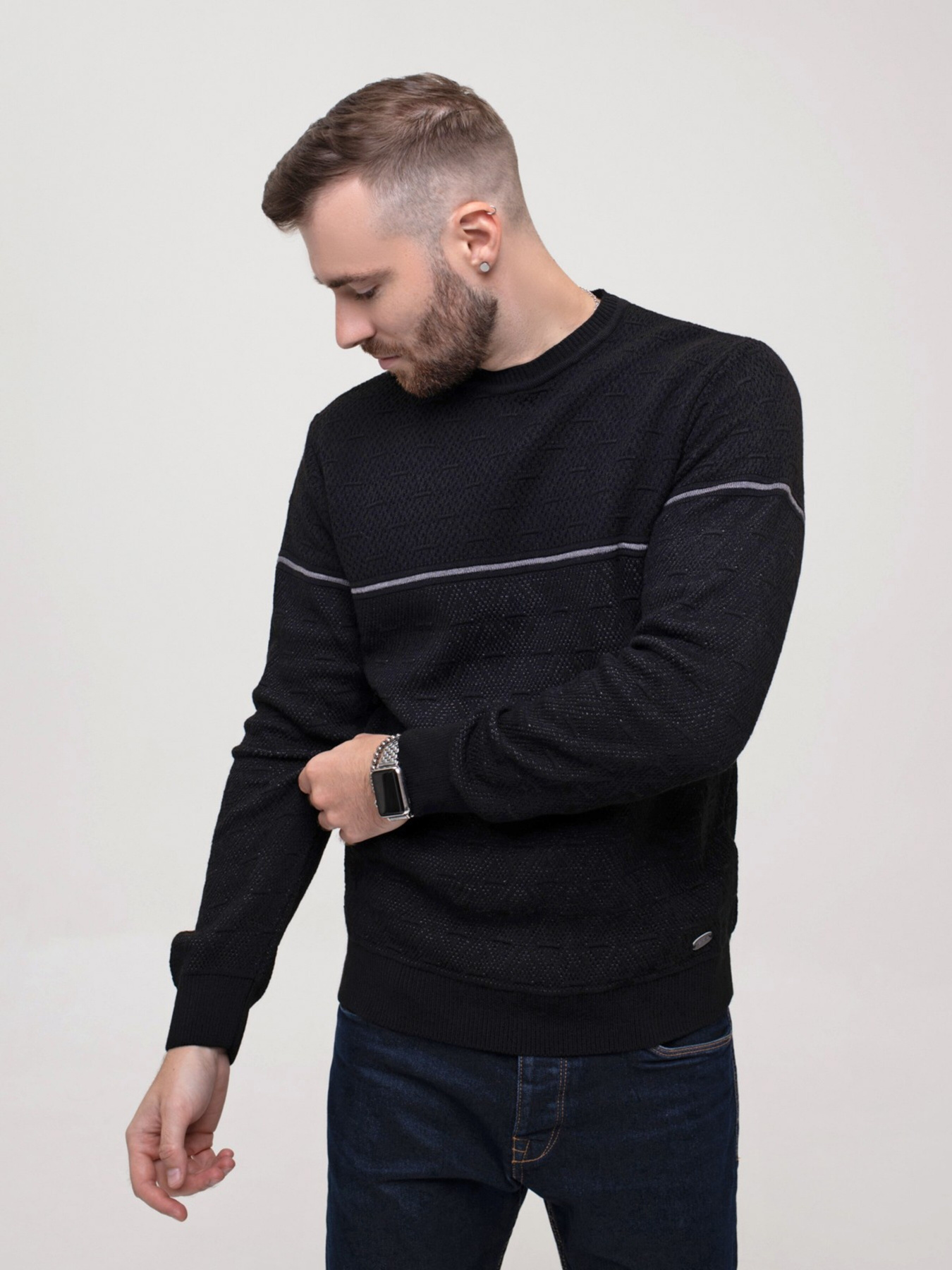 Джемпер ISSA Plus модель GN4-157_black Джемпер ISSA Plus модель GN4-157_black Фото