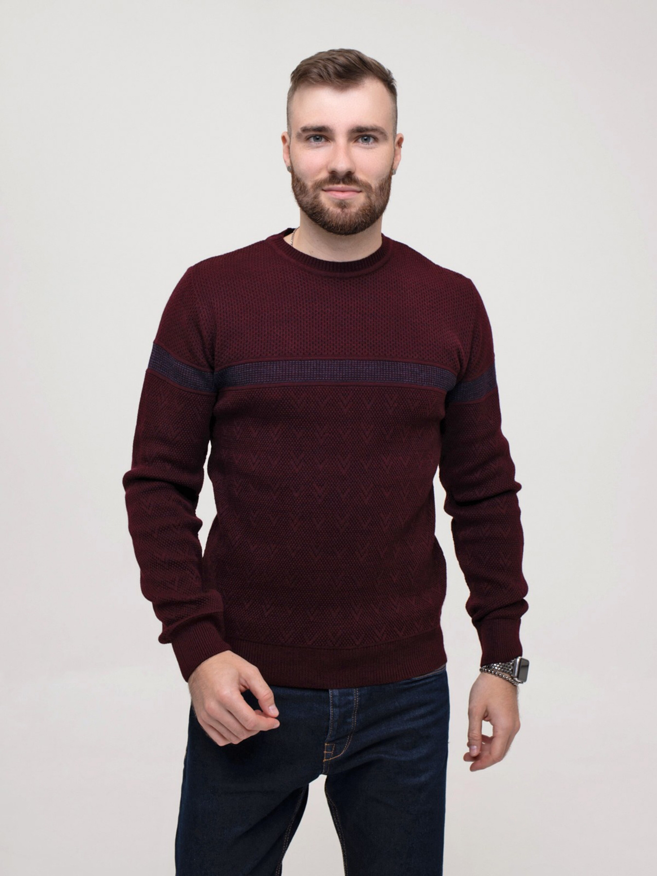 Джемпер ISSA Plus модель GN4-158_burgundy Фото