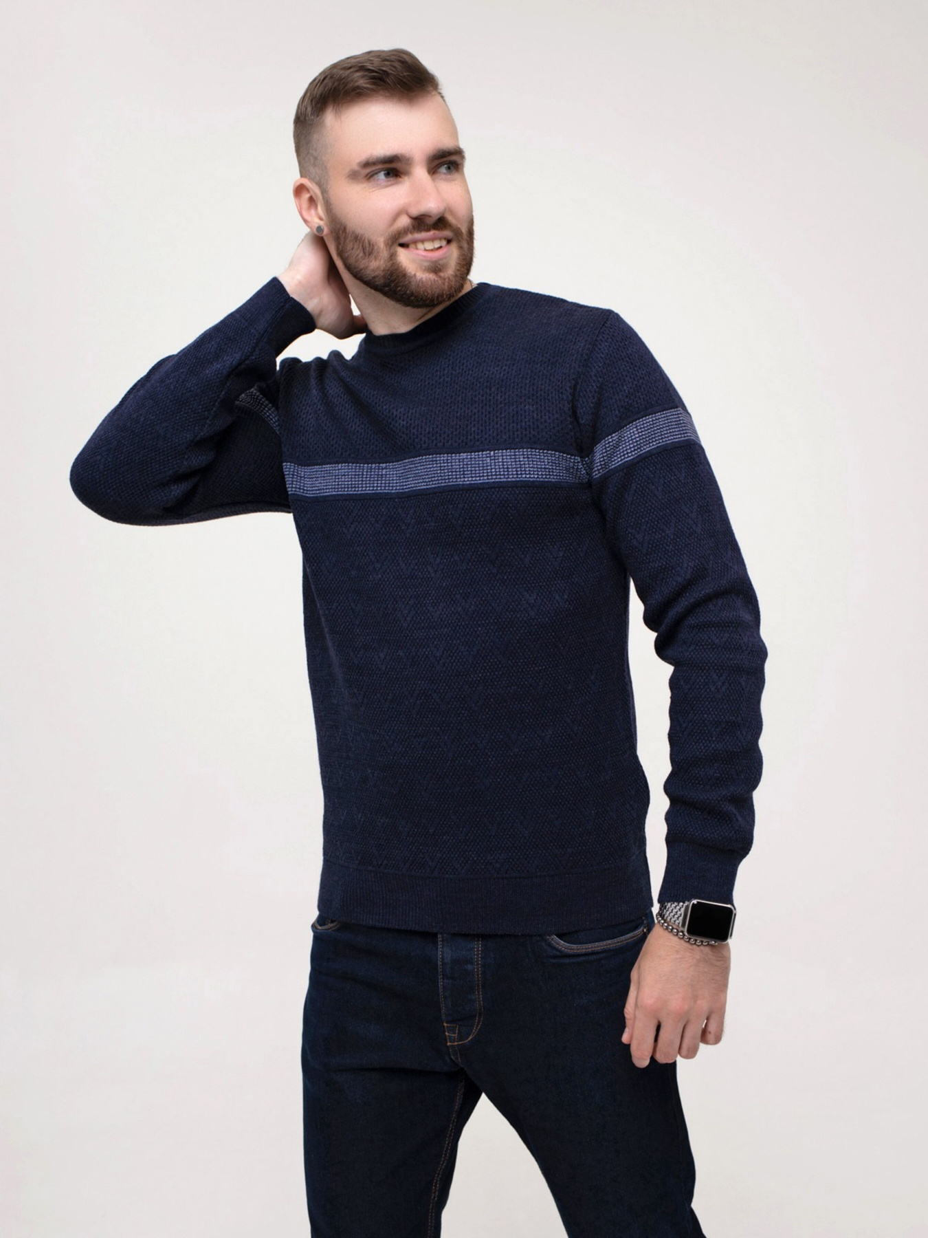 Джемпер ISSA Plus модель GN4-158_blue Джемпер ISSA Plus модель GN4-158_blue Фото