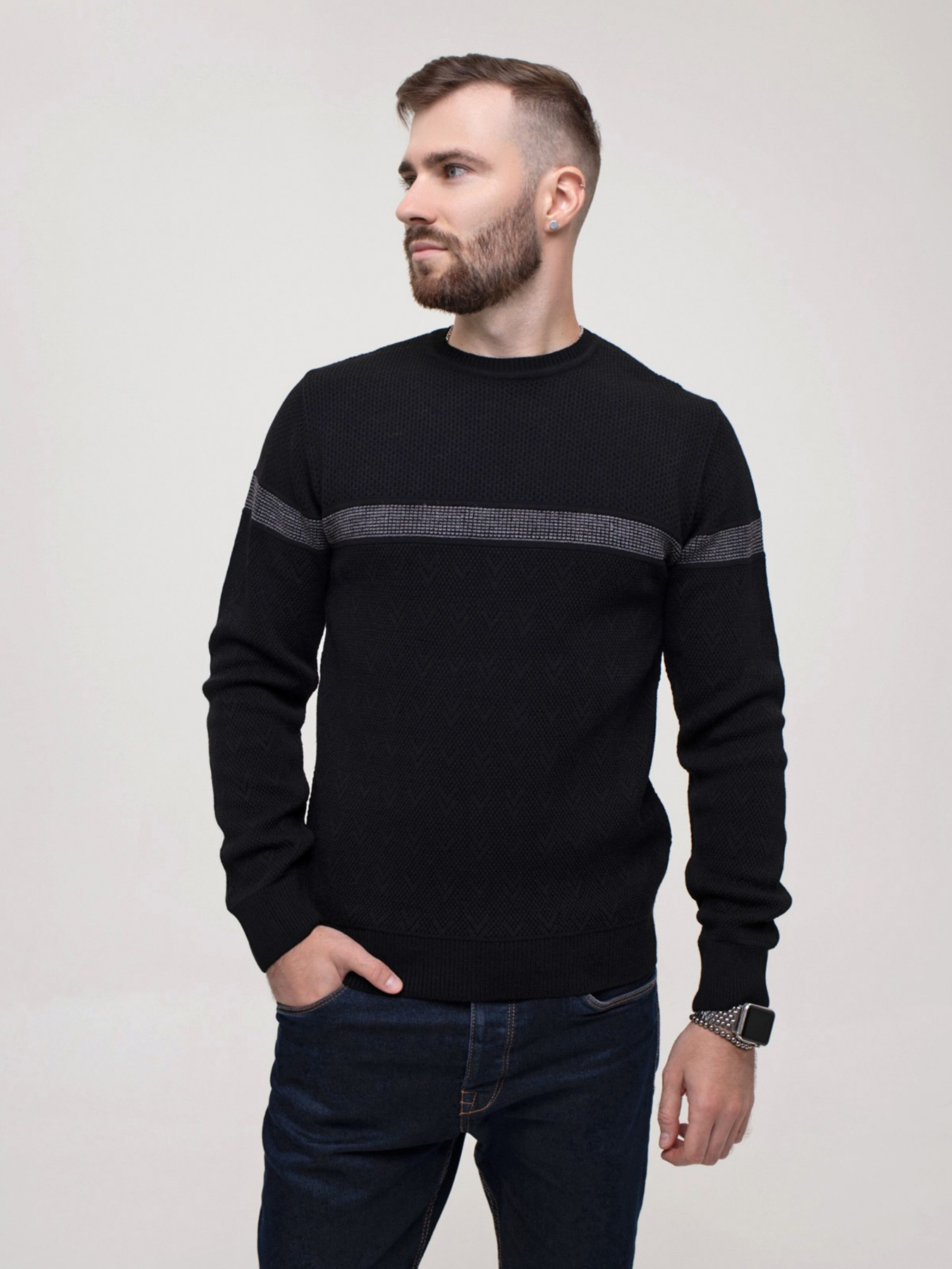 Джемпер ISSA Plus модель GN4-158_black Джемпер ISSA Plus модель GN4-158_black Фото