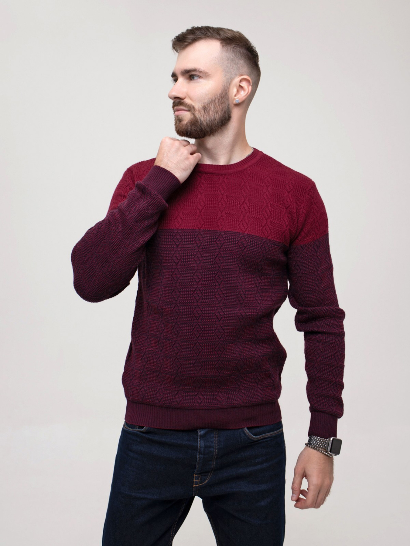 Джемпер ISSA Plus модель GN4-159_burgundy Фото