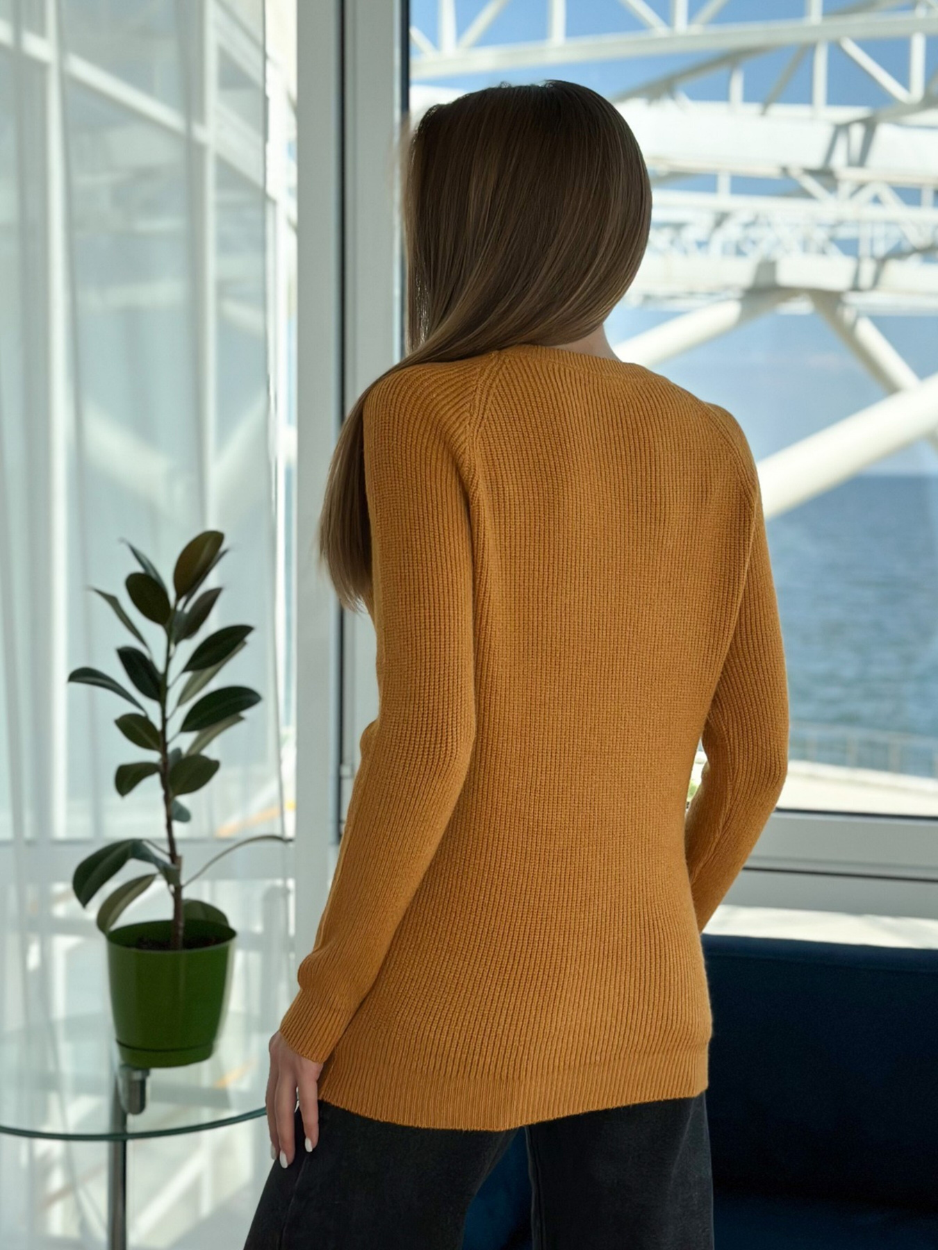 Джемпер ISSA Plus модель WN20-539_mustard Фото