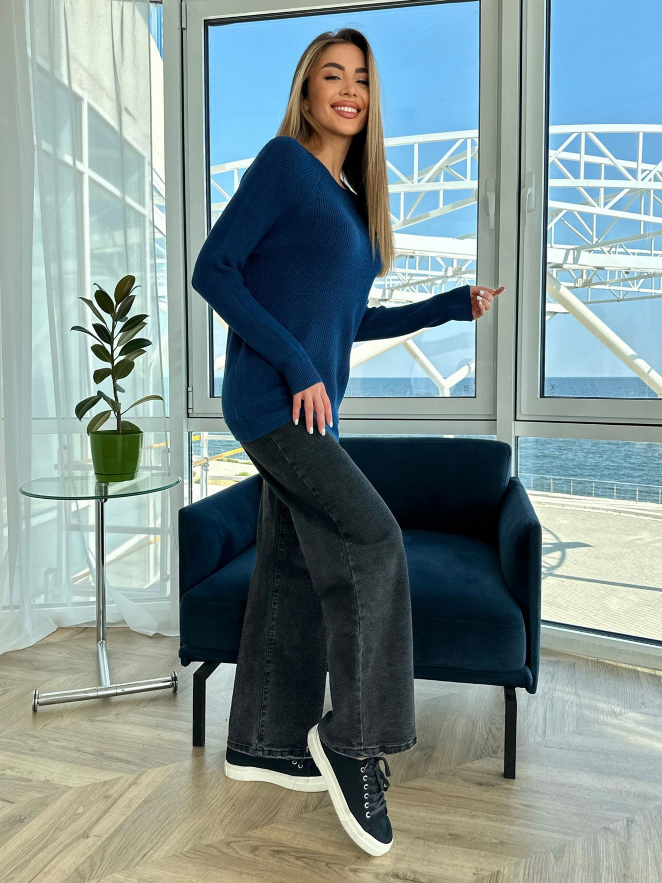 Джемпер ISSA Plus модель WN20-539_blue Фото