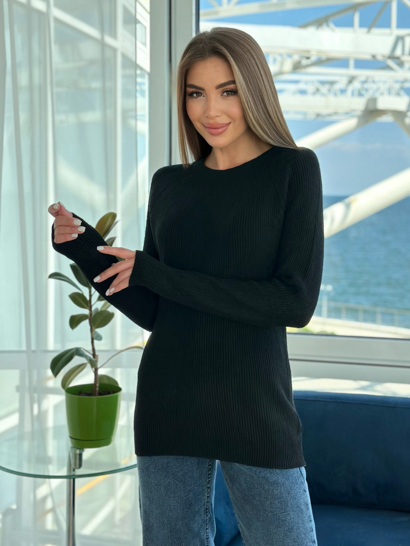 Джемпер ISSA Plus модель WN20-539_black Фото