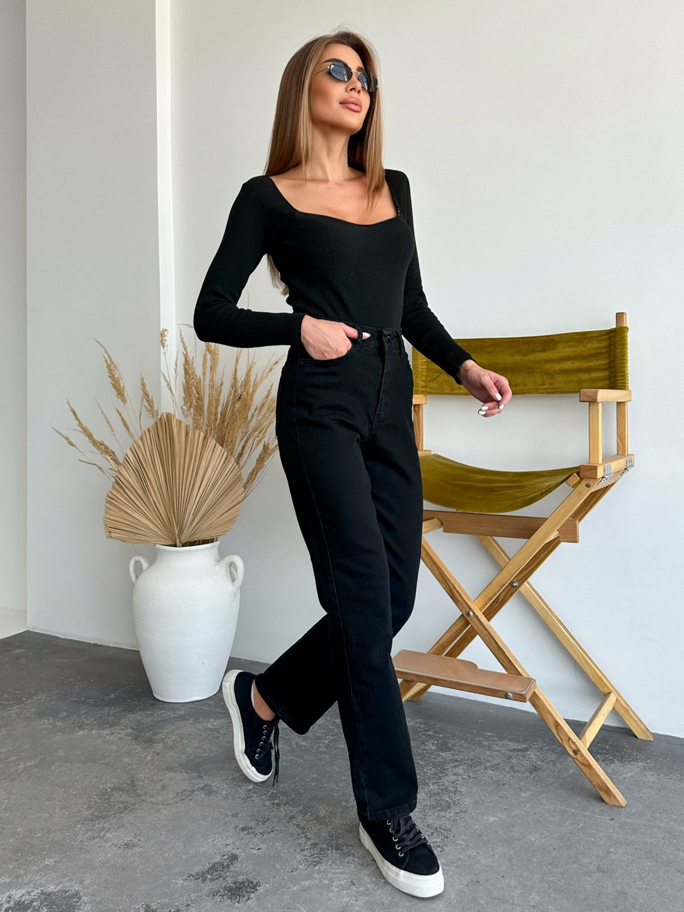 Прямые джинсы ISSA Plus модель WN20-545_black Фото