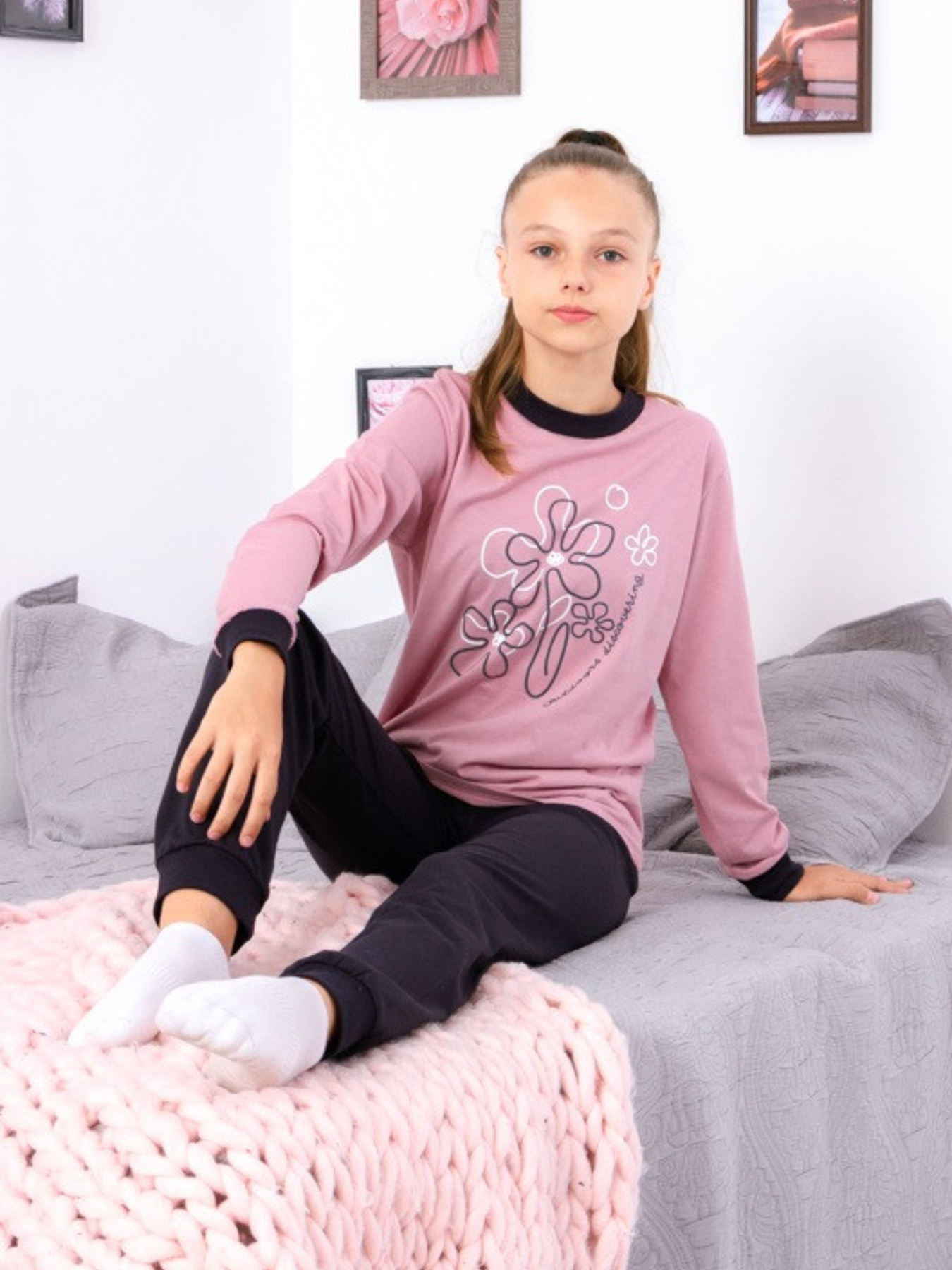 Пижама Носи своє модель 6076-001-33-2-1-pudra-chornilxno-sinj Фото