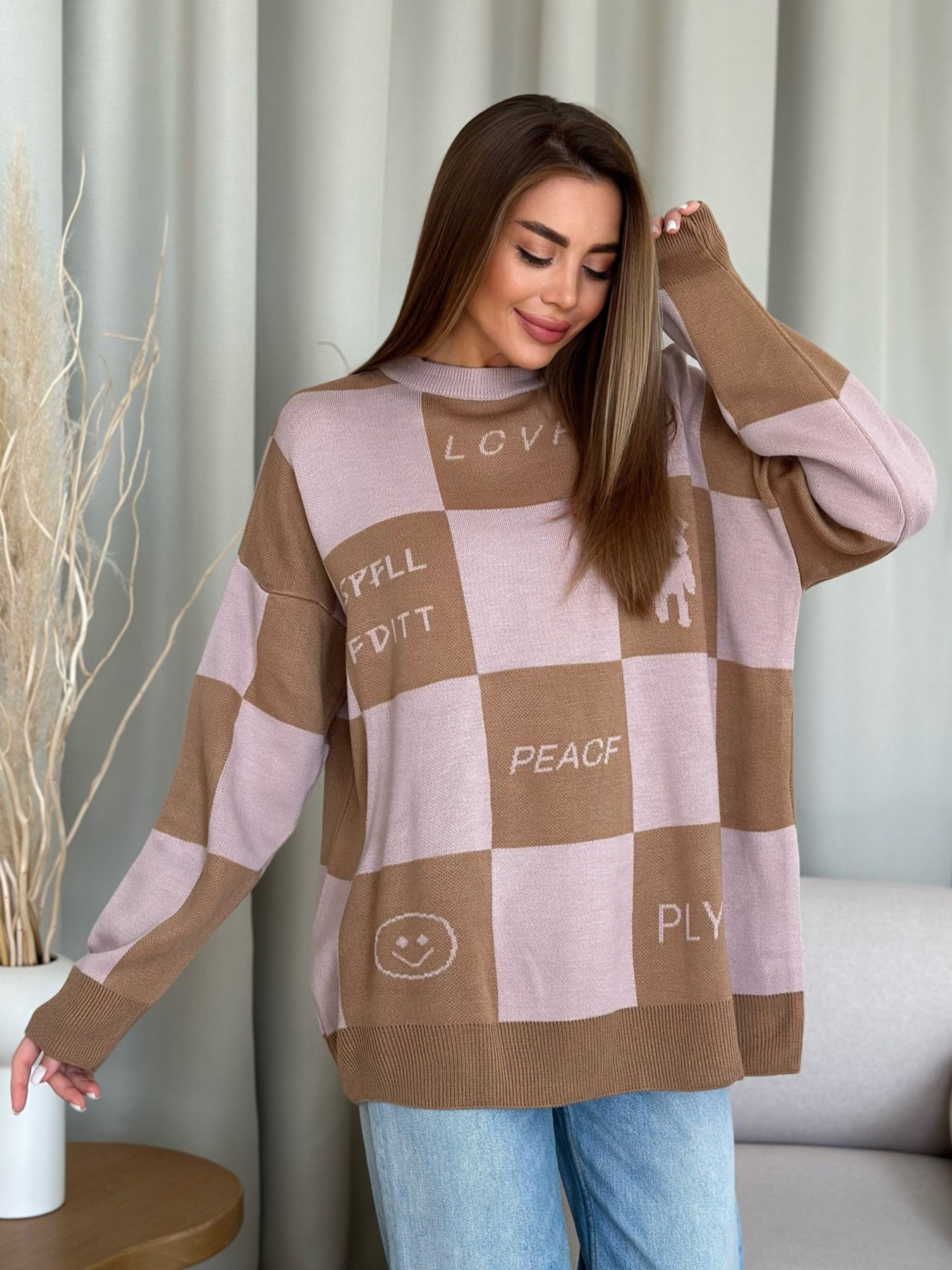 Свитер ISSA Plus модель WN20-556_beige Фото