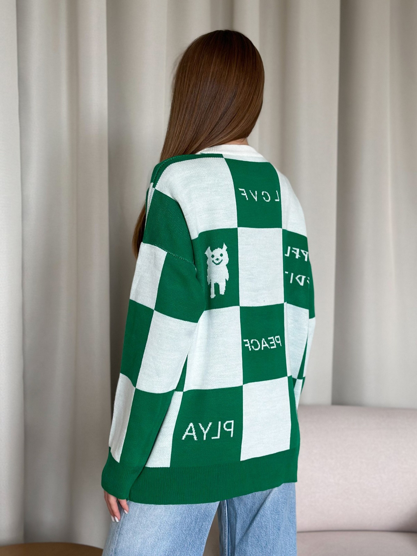 Свитер ISSA Plus модель WN20-556_whitegreen Фото