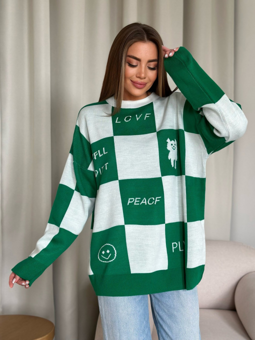 Свитер ISSA Plus модель WN20-556_whitegreen Фото