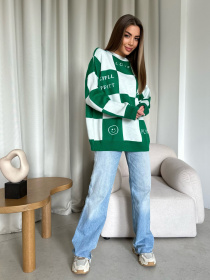 Свитер ISSA Plus модель WN20-556_whitegreen Фото