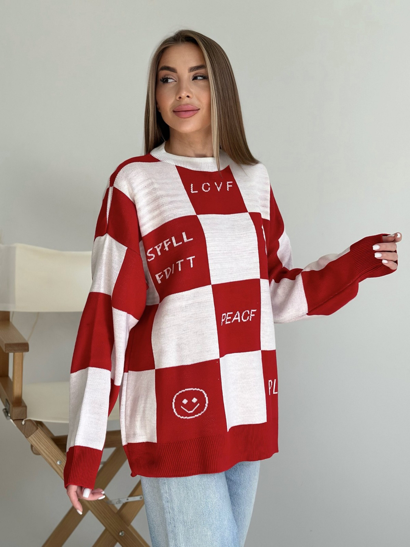 Свитер ISSA Plus модель WN20-556_whitered Фото