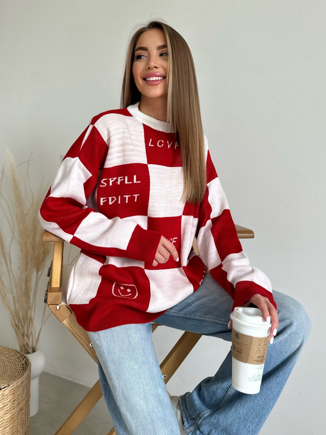 Светр ISSA Plus модель WN20-556_whitered Фото