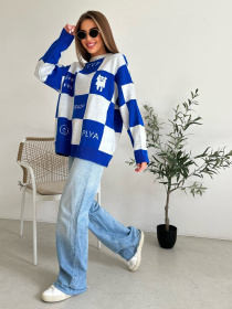 Свитер ISSA Plus модель WN20-556_whiteblue Фото