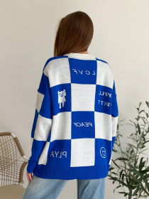 Свитер ISSA Plus модель WN20-556_whiteblue Фото