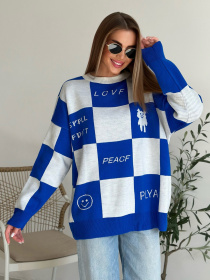 Свитер ISSA Plus модель WN20-556_whiteblue Фото