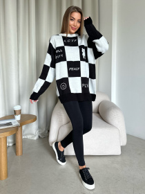 Свитер ISSA Plus модель WN20-556_whiteblack Фото