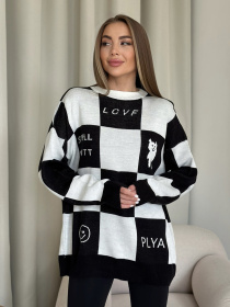 Свитер ISSA Plus модель WN20-556_whiteblack Фото