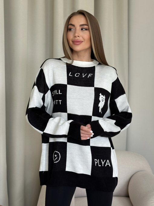 Свитер ISSA Plus модель WN20-556_whiteblack Фото