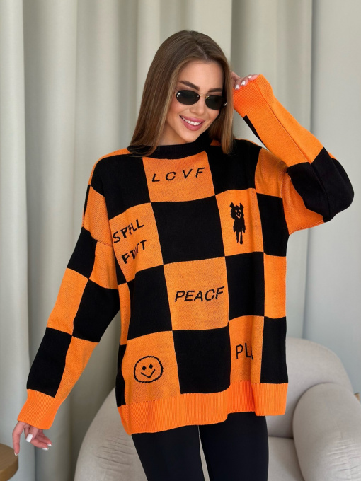 Свитер ISSA Plus модель WN20-556_blackorange Фото