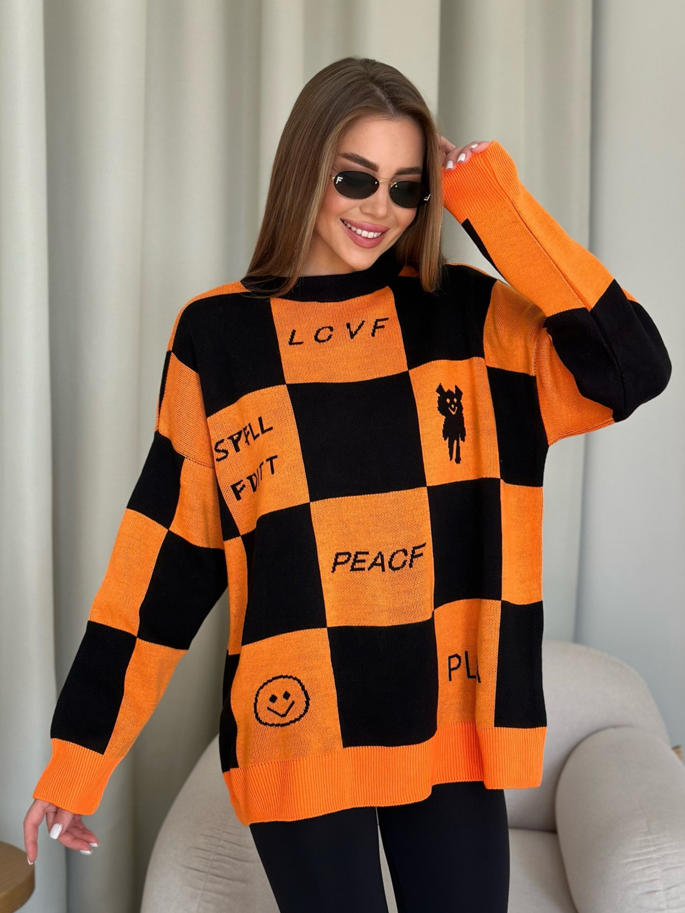 Свитер ISSA Plus модель WN20-556_blackorange Фото