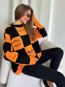 Свитер ISSA Plus модель WN20-556_blackorange Фото