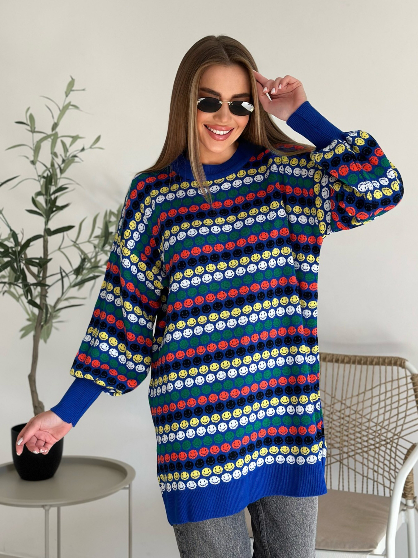 Джемпер ISSA Plus модель WN20-557_blue Фото