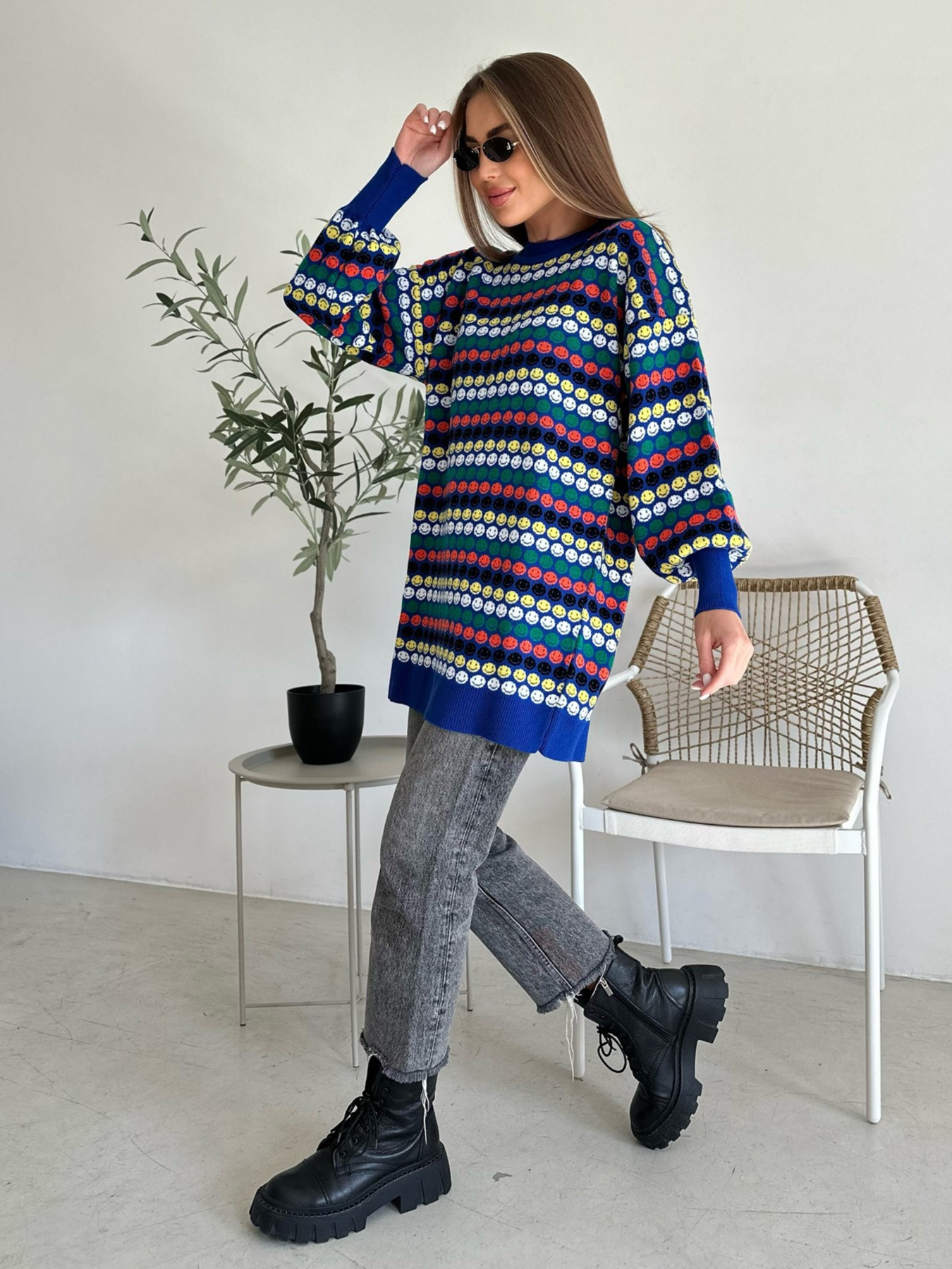 Джемпер ISSA Plus модель WN20-557_blue Фото