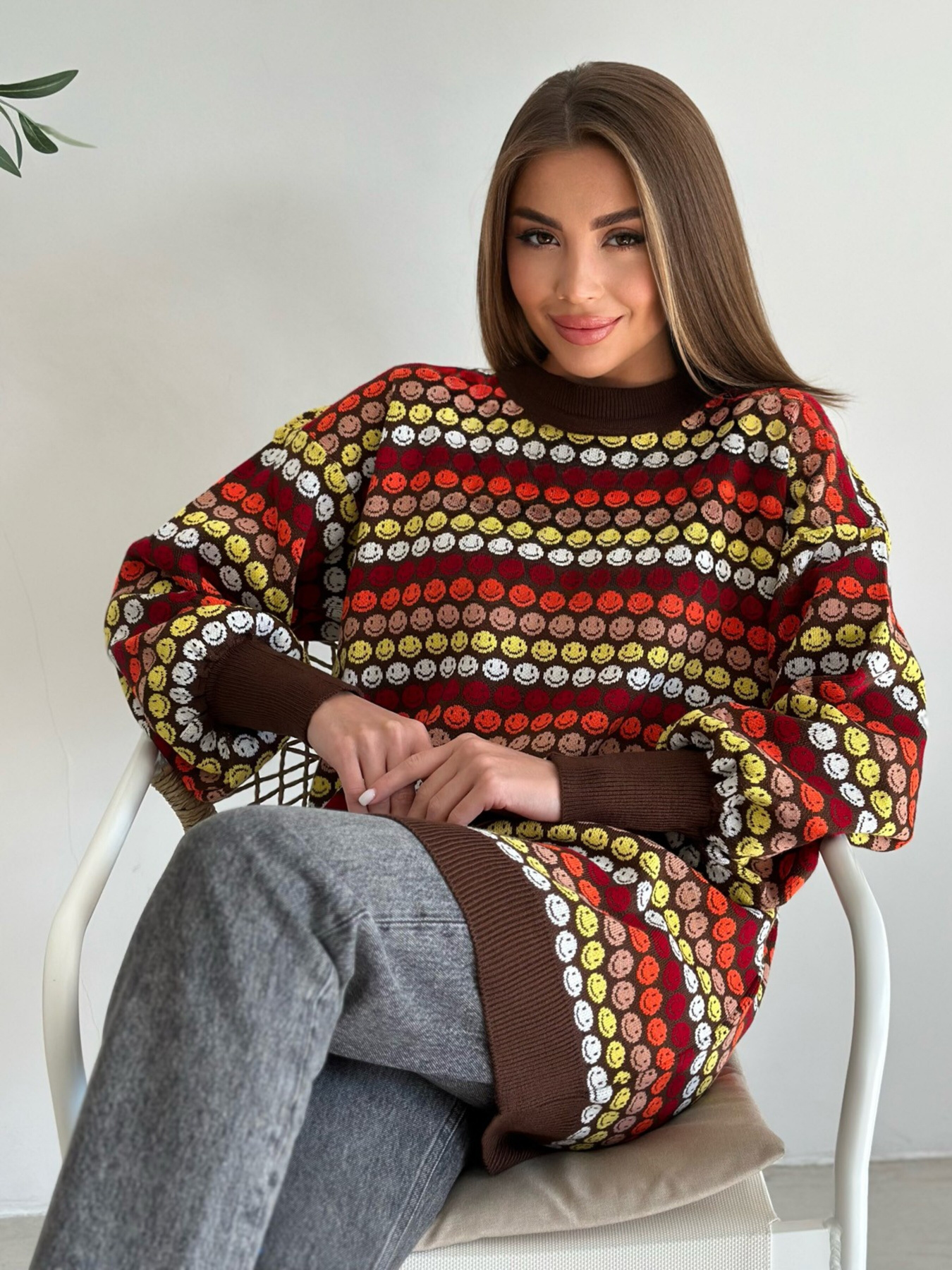 Джемпер ISSA Plus модель WN20-557_brown Фото