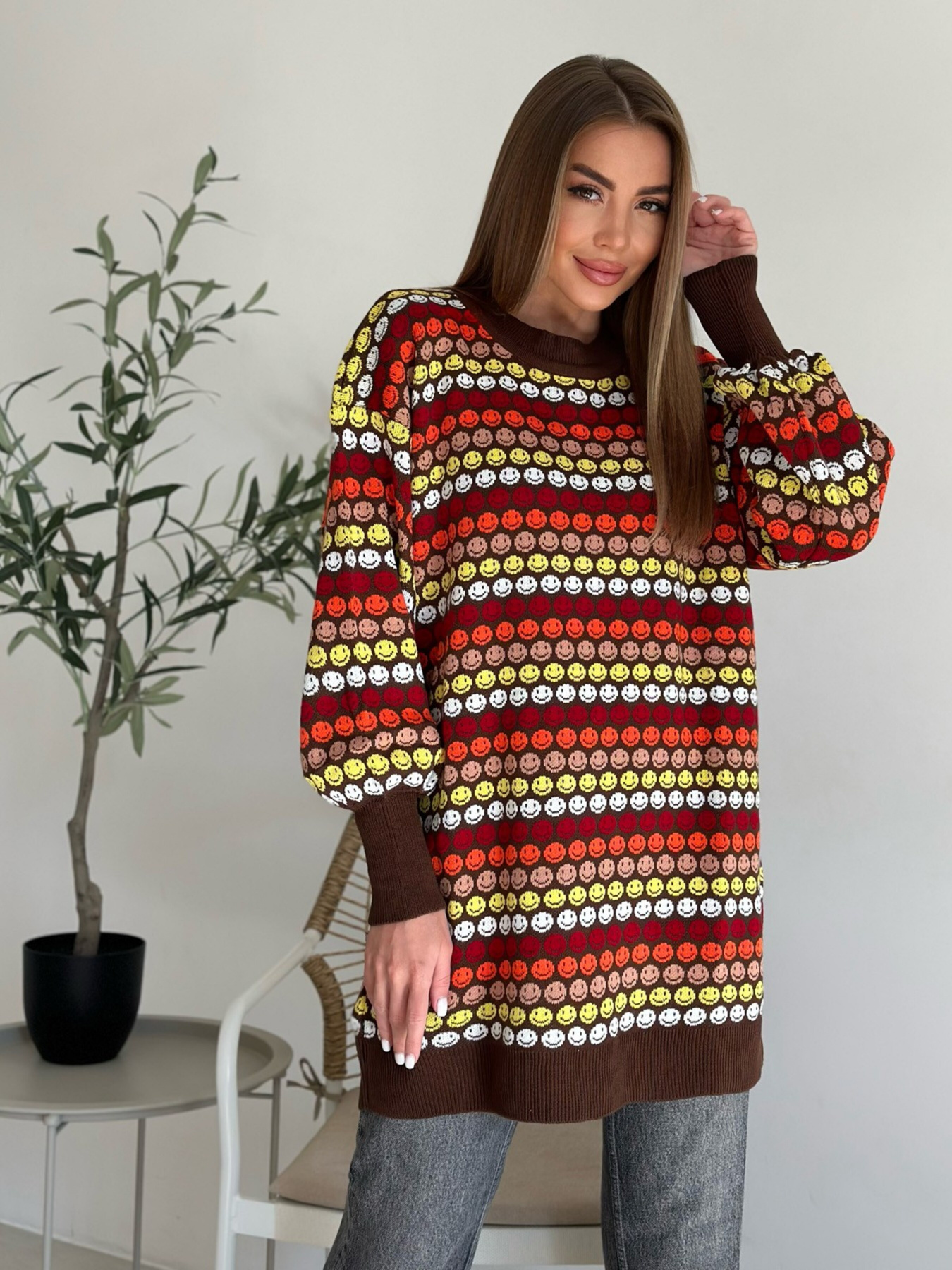 Джемпер ISSA Plus модель WN20-557_brown Фото